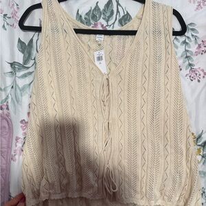 Knit/crochet bohemian style tie front vest
